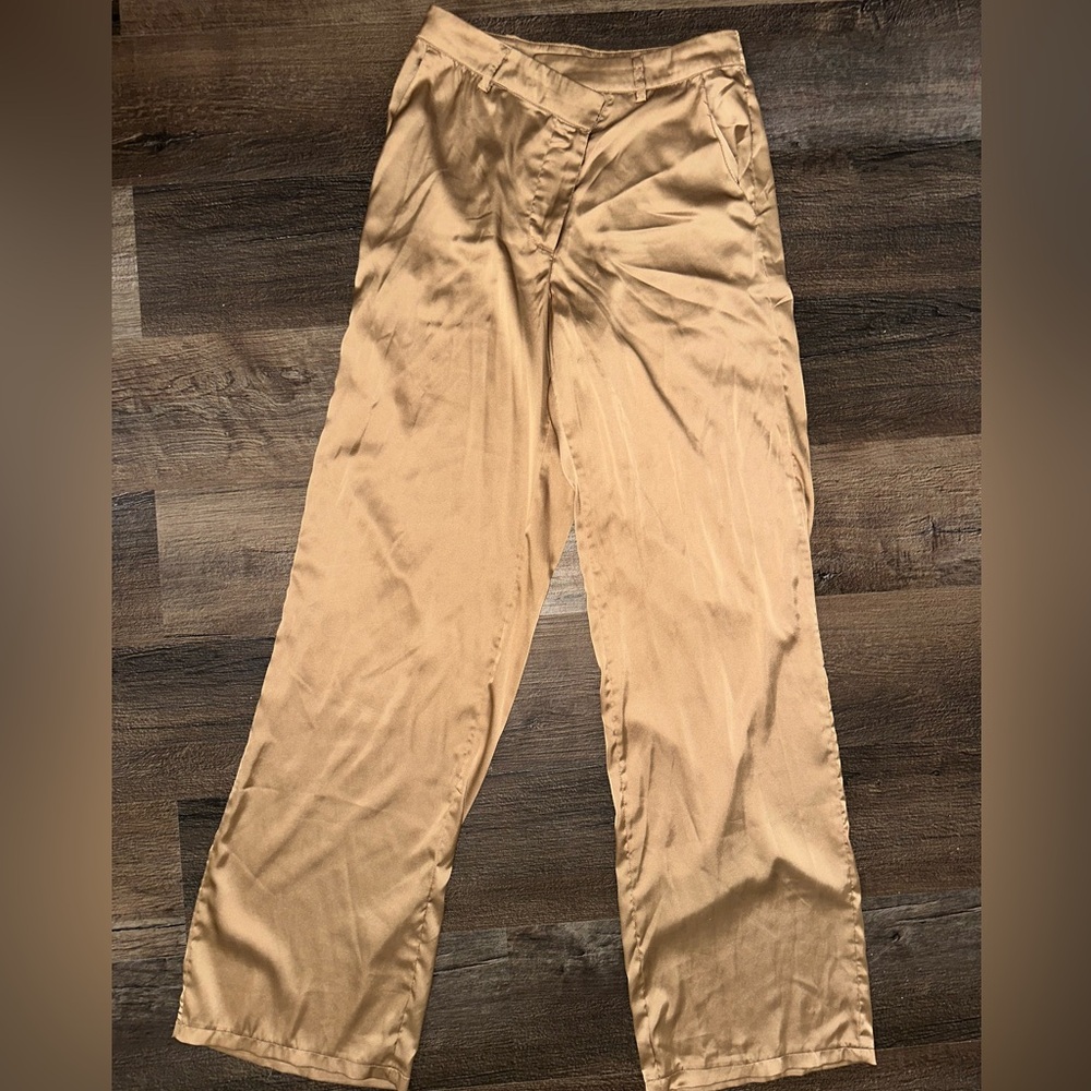 Gold silk pants